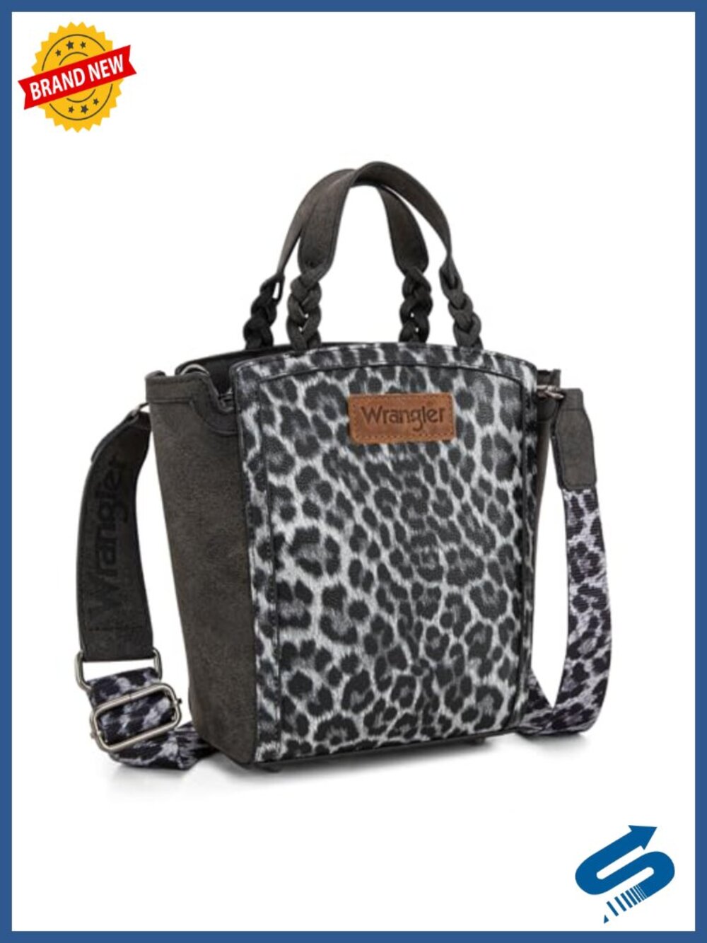 Faux Leather Leopard Print Crossbody Bag with Top Handle